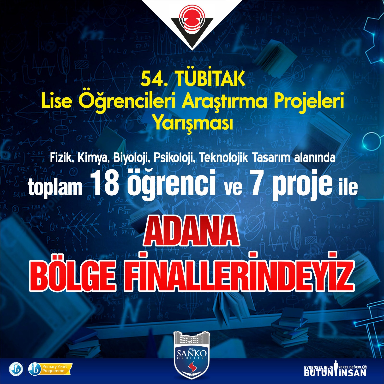 SANKO Okulları öğrencilerinin fizik, kimya, biyoloji, psikoloji ve teknolojik tasarım alanında hazırladığı yedi proje, “54. TÜBİTAK Lise Öğrencileri Araştırma Projeleri ..